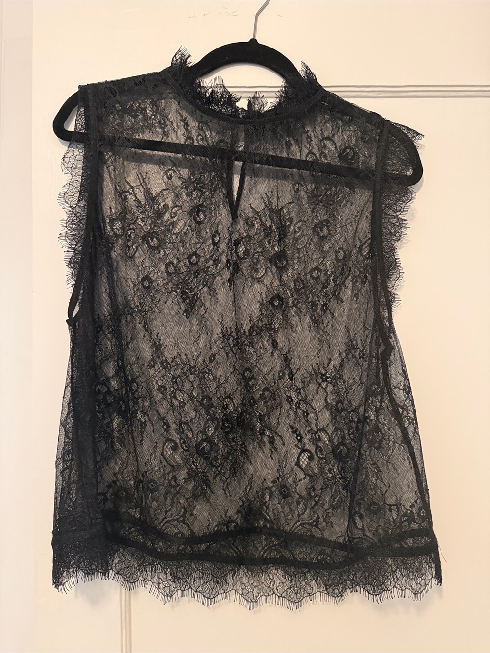Allsaints Leilani top Black Lace Sleeveless lace Mock Neck Top
